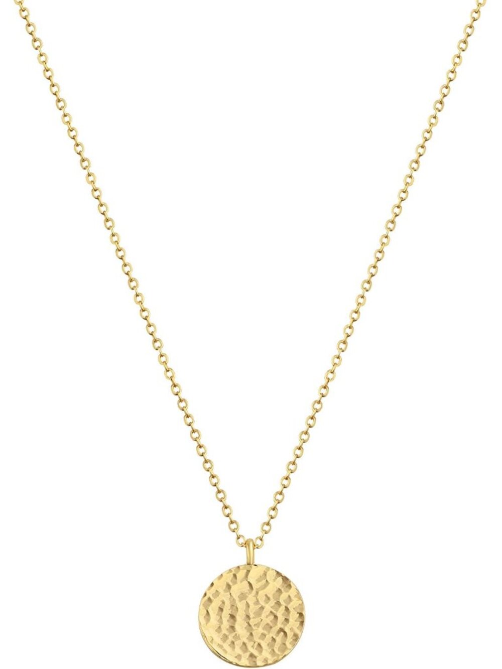 Gold Pendant Necklaces for Women-Simple 14K Gold Round Circle Pendant Necklace D
